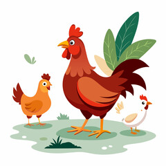 rooster and hen