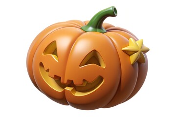 Smiling halloween jack o lantern with a yellow star accent