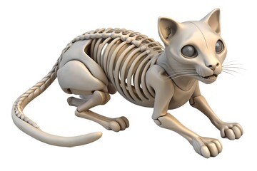 Fototapeta premium Detailed 3d render of a cat skeleton in a crouching pose
