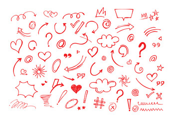 Hand-Drawn Doodle Elements Collection editable eps png - Sketch Arrows, Hearts, Symbols, and Various Artistic Icons, pencil marker doodle,  sketch line style elements. sketch line style elements.