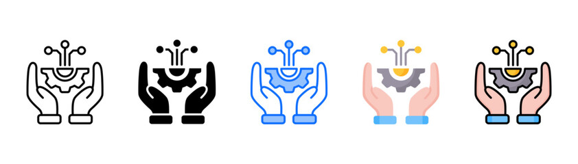 Digital Transformation icon set with multiple style collection