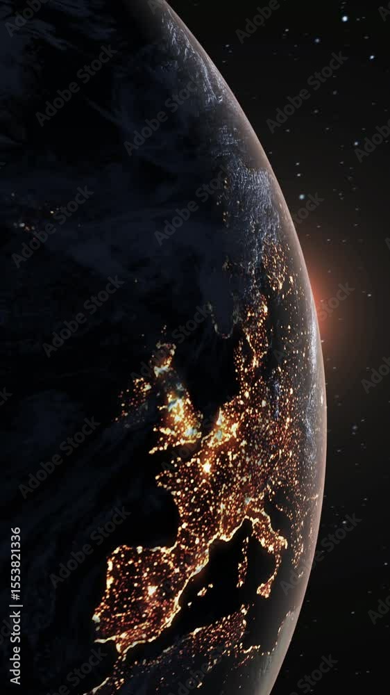 Wall mural planet earth 3d orbital animation with realistic geography surface and clouds atmosphere . spinning 