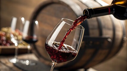 pouring red wine into glass