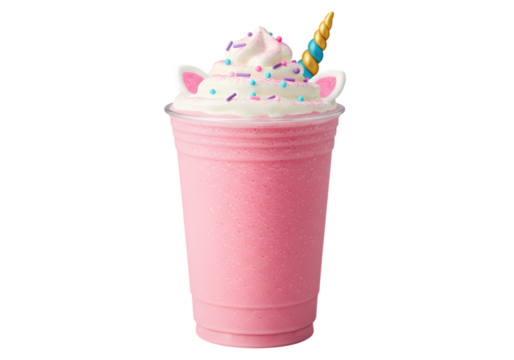 Magical Unicorn Pink Smoothie A Whimsical Drink Recipe on transparent background