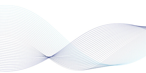 Fototapeta premium Abstract blue stripes wave line on transparent background Digital frequency track equalizer Stylized line art background. Vector illustration. Wave with lines created using blend tool Curved wavy line
