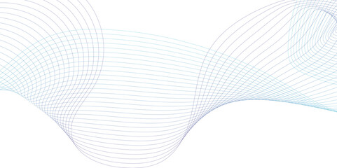Fototapeta premium Abstract blue stripes wave line on transparent background Digital frequency track equalizer Stylized line art background. Vector illustration. Wave with lines created using blend tool Curved wavy line