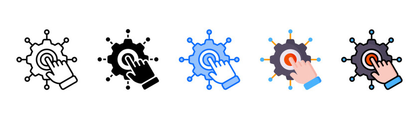 Interaction icon set with multiple style collection