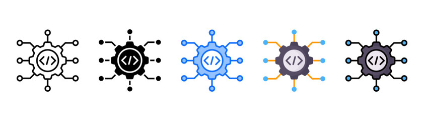 Digital Services icon set with multiple style collection