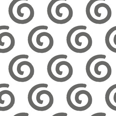 Simple seamless pattern with ethnic ornaments on a white background. Abstract decorative art with gray spirals. Scandinavian minimalist Geometric vector pattern for textiles, paper, fabrics, postcard.