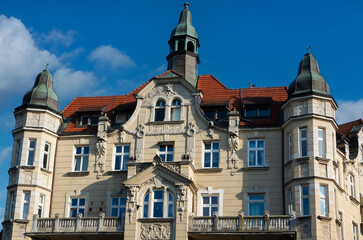Katowice, Poland  05 01 2025: ancient architecture in center Katowice city, Poland
