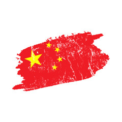 stylized chinese flag with grunge effect – vintage china flag – vector illustration