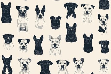 Breed Emotions Wallpaper: Thin Line Icons for Vet Decor