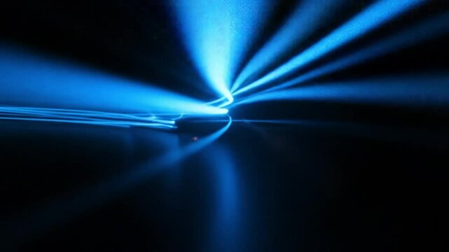 Radial Blue Light Streaks Animation. Abstract high-speed motion lines moving towards the camera. Futuristic and dynamic background for technology, action, and music-related projects.

