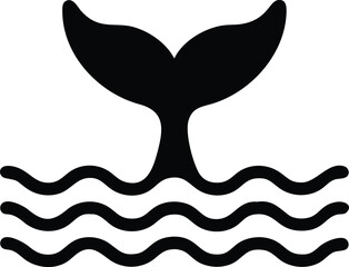 whale tail above water vector icon