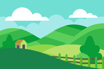 Serene Green Hills A Picturesque Landscape Illustration