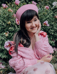 Pink summer mood of a girl with sincere emotions