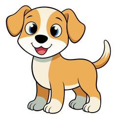 "Happy Cartoon Dog Vector in Cute Kawaii Style"


