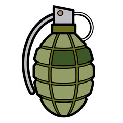 "Military Hand Grenade Vector Illustration Isolated on White"

