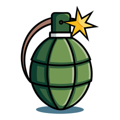 "Military Hand Grenade Vector Illustration Isolated on White"

