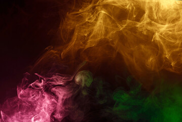 Green and pink steam on a black background.