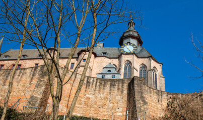The Marburger Schloss or Marburg castle (Marburger Landgrafenschloss Museum) Marburg Hessen Germany