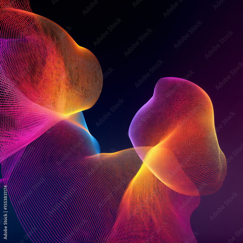 Fototapete abstract generative art with vibrant gradients, futuristic patterns