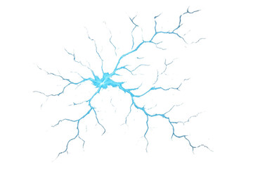 Obraz premium Powerful electric blue lightning strike spreading its energy on a transparent background, perfect for visual effects and graphic design projects