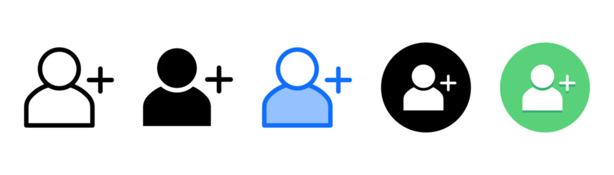Add User icon set with multiple style collection