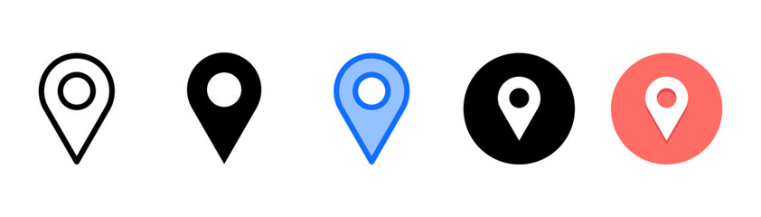 Location icon set with multiple style collection