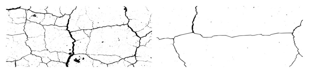 Fototapeta premium Vector Detailed cracks and fissures in black and white.