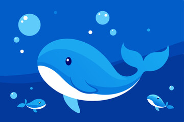 Obraz premium vector illustration of a cartoon whale