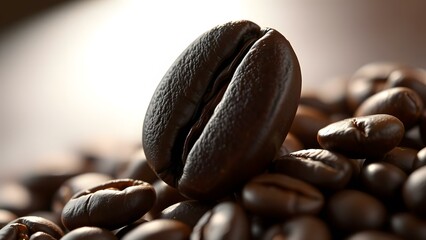 Rich, dark coffee beans captured in stunning macro detail for gourmet and food-related projects.