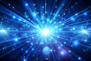 Fototapeta premium Abstract blue background with glowing stars and lights creating a dynamic burst of energy