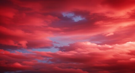 Obraz premium Vibrant crimson cloudscape evoking dramatic sky and otherworldly atmosphere
