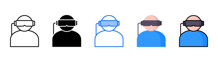 Virtual Reality icon set with multiple style collection