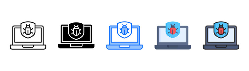 Malware icon set with multiple style collection