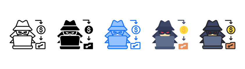 Malware-As-A-Service icon set with multiple style collection