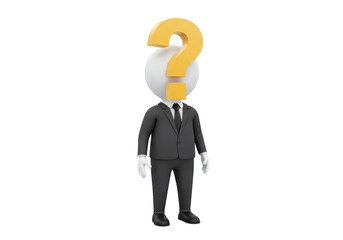 Isolated Anonymous Businessman with Question Mark Head