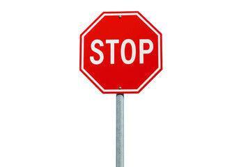 Isolated Classic Red Stop Sign for Traffic Safety