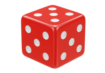 Isolated Red Dice Showing Number Six Game of Chance