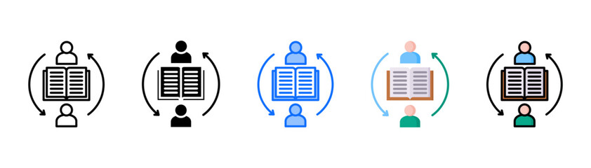 Peer To Peer icon set with multiple style collection