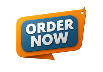 Isolated Order Now Sign with Orange and Blue Design
