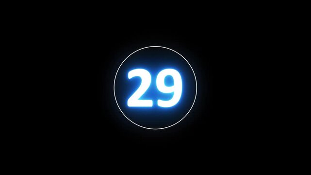 Real-Time Countdown Animation from 35 to 0 Seconds. White Circular Timer on Transparent Background, Ideal for Workout Videos, Mobile Apps, Sports Training, and Motion Design Projects
