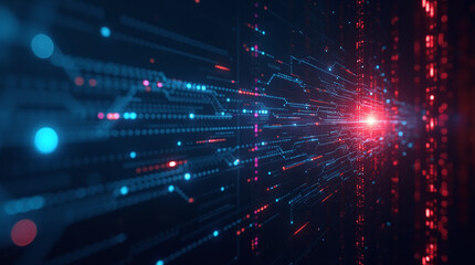 Obraz premium flowing data lines blocked by firewall grid, abstract visualization of cybersecurity system, digital art