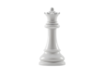 White Chess Queen Piece isolated on transparent background