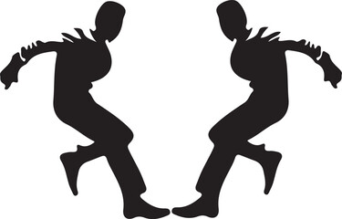 Silhouette of a man and girl in dynamic athletic poses vector illustration