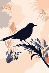 Bird, Branch, Tree, Leaves, Flowers, Book, Poetry, Cover, Art, Artwork, Vector