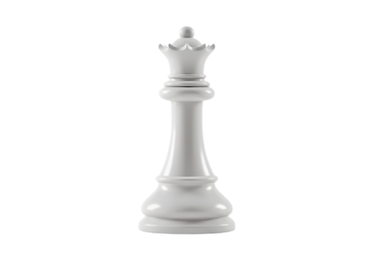 White Chess Queen Piece isolated on transparent background