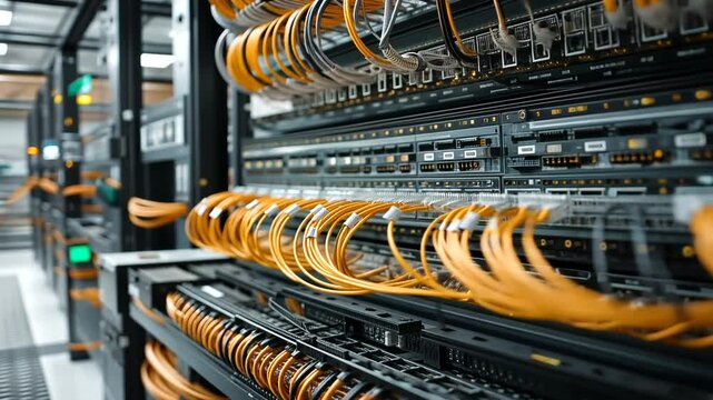 Detailed Close-Up of Server Cables