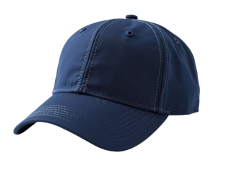 Navy blue baseball cap isolated on transparent background